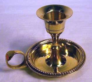 Brass Chamberstick Taper candle holder - Click Image to Close