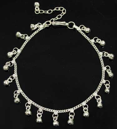Silvertone Anklet With Bells