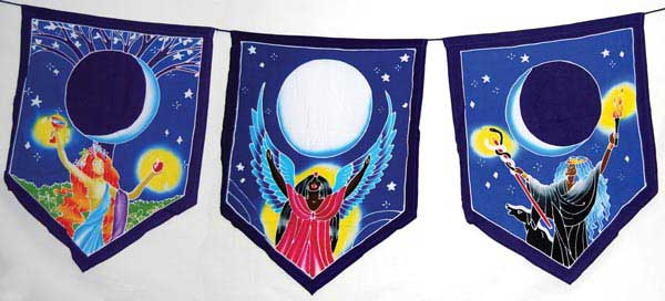 Triple Moon Goddess Prayer Flags - Click Image to Close