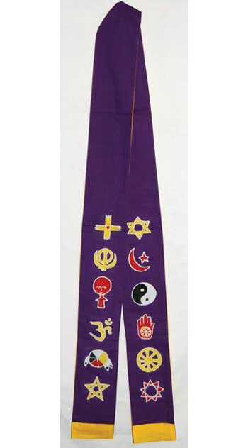 Interfaith Minister`s Stole purple/ gold - Click Image to Close