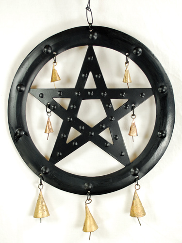 Black Pentagram Wind Chime 9 1/2" - Click Image to Close