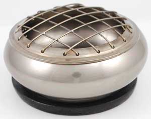 Pewter Screen Charcoal Burner with Coaster - Click Image to Close