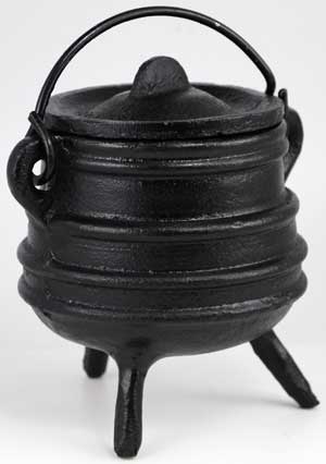 Ribbed Cast Iron Cauldron 3" x 4.5"