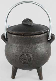 Small Pentagram Cast Iron Cauldron - Click Image to Close