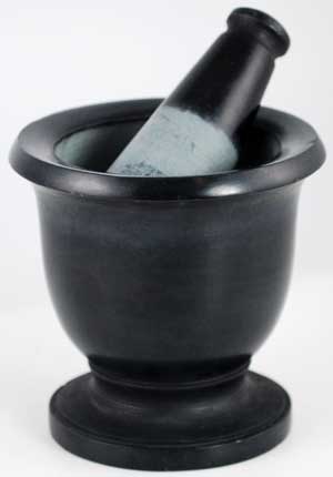 Black Soapstone Mortar and Pestle Set - Click Image to Close