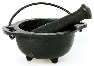 Cast Iron Cauldron Mortar and Pestle Set - Click Image to Close