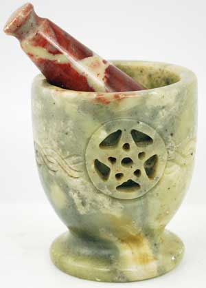 Celtic Pentagram Soapstone Mortar & Pestle Set - Click Image to Close