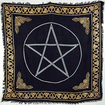 Gold Bordered Pentagram Altar Cloth 36" x 36" - Click Image to Close