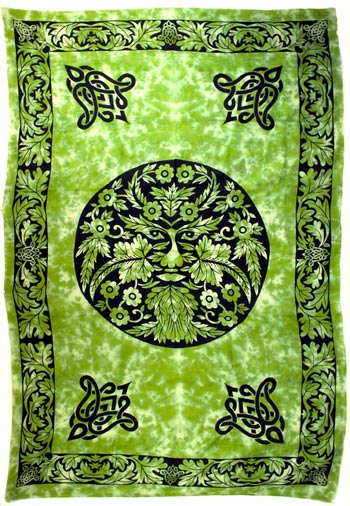 Green and Black Green Man 72" x 108" Tapestry - Click Image to Close